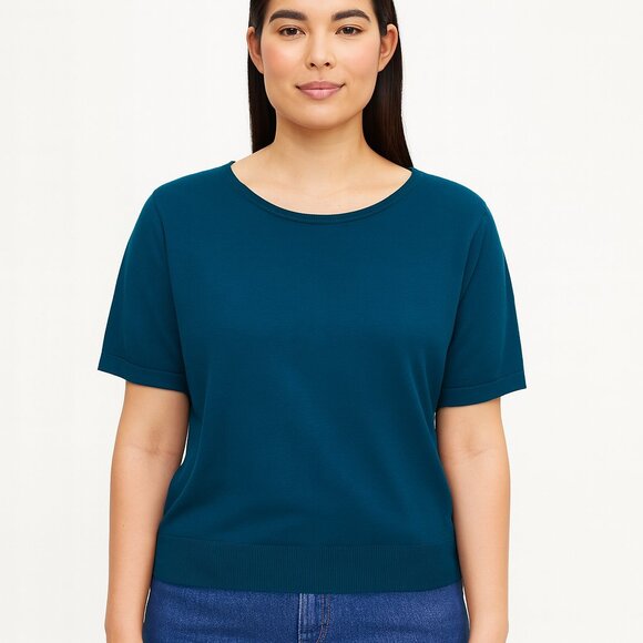 LOFT Tops - NWT Ann Taylor LOFT Green Teal Short Sleeve Knit Top Blouse Size Small